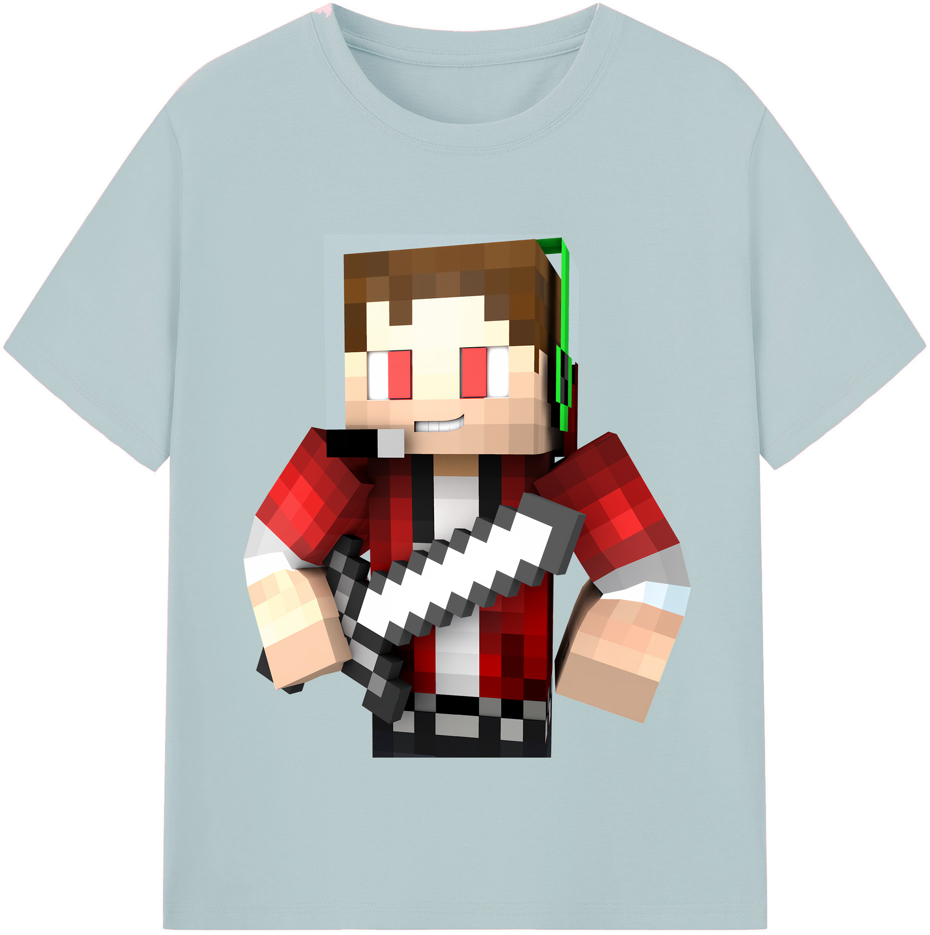 （画像用） マインクラフト ブロックの世界 Minecraft MC Block world 綿100％半袖Tシャツ（フロントプリント）